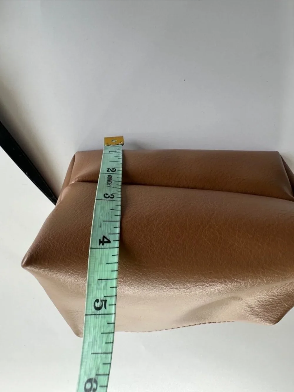 Anthropologie Vegan Leather Cosmetic Bag Micro Purse Zip Pouch Classic Brown - Picture 5 of 8
